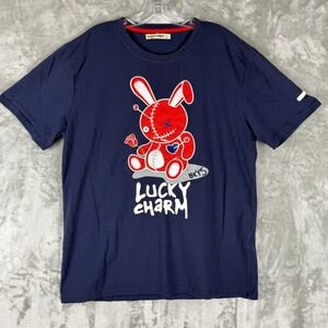 Lucky Charm Navy Blue Graphic Bunny T Shirt Mens Size‎ Large Cotton Blend